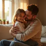 Теплый и доверительный момент между отцом и дочерью в домашней обстановке