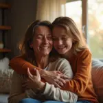 Теплый и искренний момент прощения между членами семьи